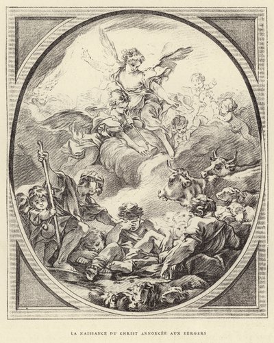 El nacimiento de Cristo anunciado a los pastores (grabado) de Francois (after) Boucher