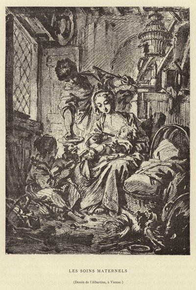 Los cuidados maternales de Francois (after) Boucher