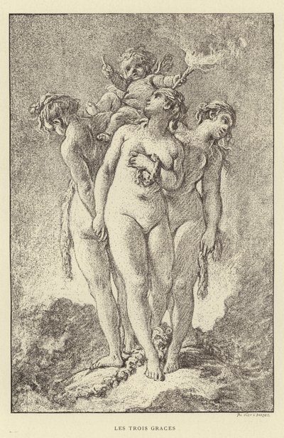 Las tres gracias (grabado) de Francois (after) Boucher