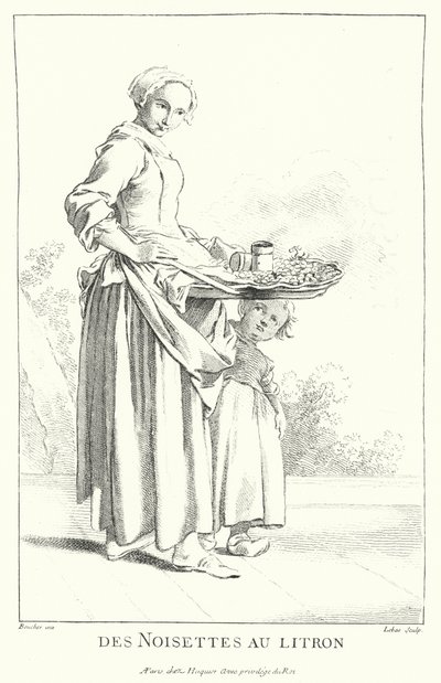 Vendedor de nueces (grabado) de Francois (after) Boucher