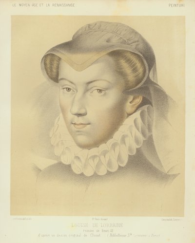 Luisa de Lorena, esposa del rey Enrique III de Francia (chromolitho) de Francois (after) Clouet
