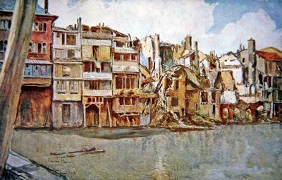 Batalla de Verdún: Vista del río Mosa en Verdún de Francois (after) Flameng