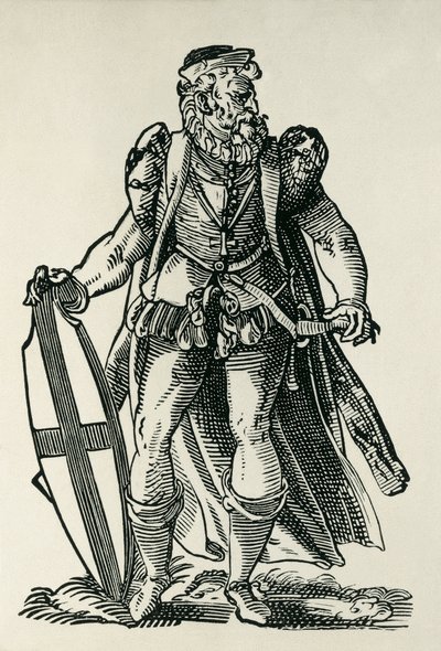 Caballero de la Orden Teutónica. Ilustración sobre "Cleri totius Romanae subiecti Ecclesiae", de Francois modius y Jost Amman. Frankfurt. 1585. Xilografía. FRANCIA. ILE-DE-FRANCE. Paris. Biblioteca Nacional de Francois & Amman Jost (1539 91) Modius