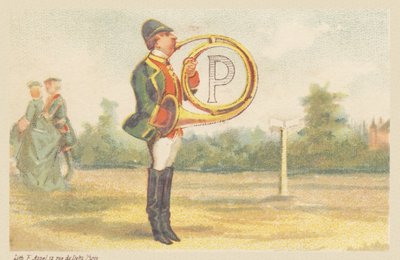 P (letra mostrada por un jugador de cuerno de caza) de Francois Antoine Appel