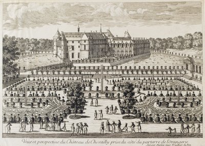 Vista del Chateau de Chantilly desde la Orangerie, mediados del siglo XVIII de Francois Antoine Aveline