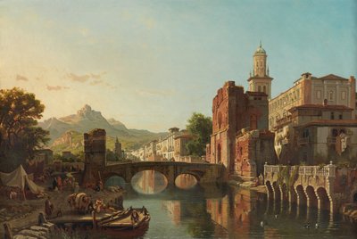 Paisaje urbano en España (óleo sobre lienzo) de Francois Antoine Bossuet