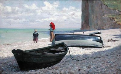 Escena de playa en Fecamp, norte de Francia de Francois Auguste Didier Clovis
