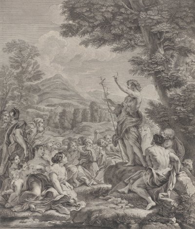 San Juan Bautista predicando a una multitud, ca. 1729 de Francois Bernard Lepicie