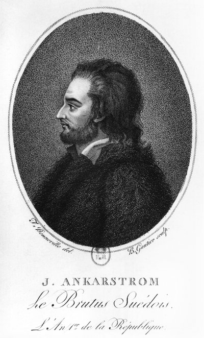 Retrato de Johan Ankarstrom, grabado por B. Gautier, 1792 de Francois Bonneville