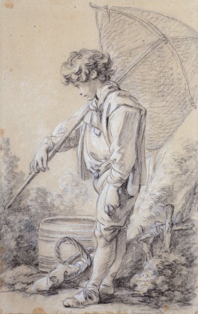 un niño sosteniendo una red de François Boucher