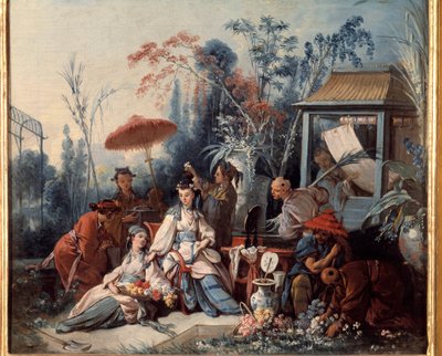 Jardín chino (escena de chinoiseries que representa a una joven rodeada de sirvientes) de François Boucher