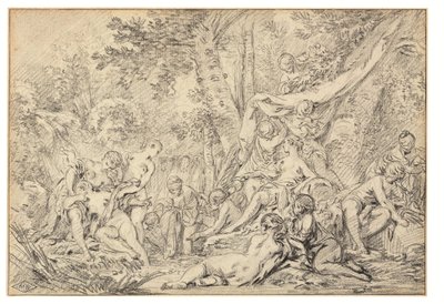 Diana y Calisto (tiza negra sobre papel) de François Boucher