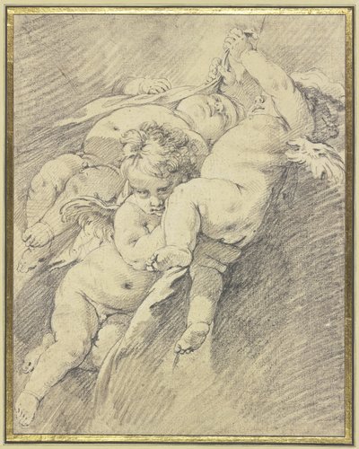 Tres ángeles flotando en el aire de François Boucher