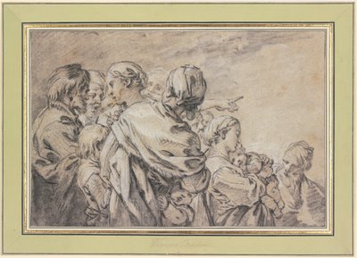 Grupo de figuras de medio cuerpo con hombres, mujeres y niños de François Boucher