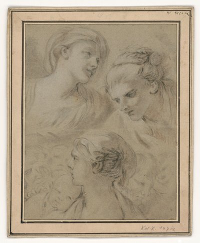 Estudios de rostros que representan de forma ejemplar diversas emociones de François Boucher