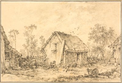 Paisaje con cabaña rústica de François Boucher