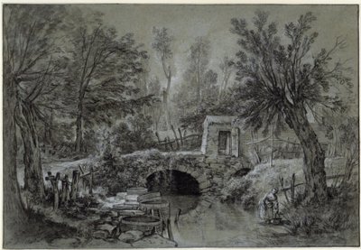 Paisaje con un arroyo y un puente de François Boucher
