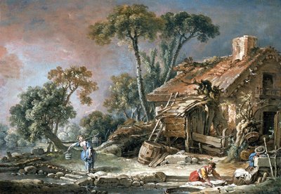 Paisaje con una casa de campo de François Boucher