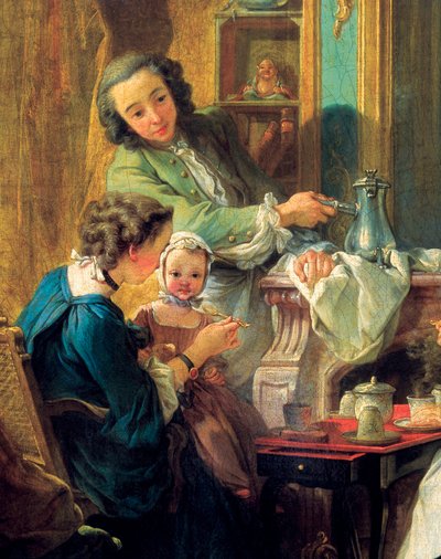 Escena de almuerzo en un interior burgués (detalle) de François Boucher