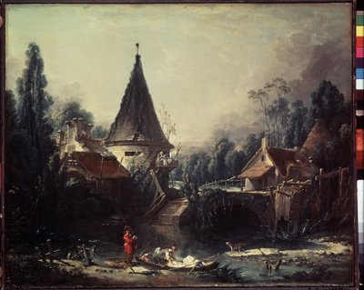 ""Paisaje cerca de Beauvais"" (Paisaje cerca de Beauvais) Pintura de Francois Boucher (1703-1770) Hacia 1740 Dim. 49x58 cm Museo del Hermitage, San Petersburgo (San Petersburgo) de François Boucher