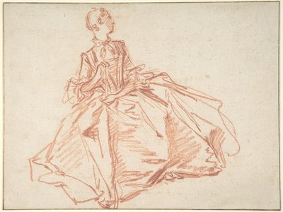 Mujer sentada sosteniendo un abanico de François Boucher