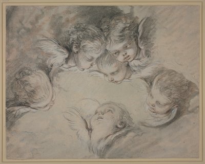 Seis cabezas de ángeles entre las nubes de François Boucher