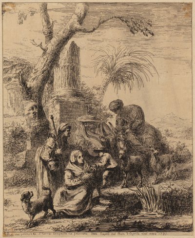 Mujer sentada [Femme de Matsmey] junto a una palmera, lámina de la serie «Diverses figures chinoises [...]» de François Boucher