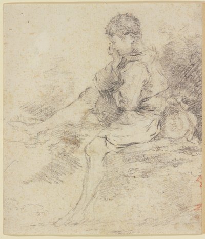 Niño sentado con las piernas al descubierto de François Boucher