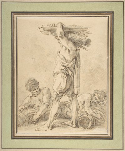 Hombre de pie con fasces y armas de François Boucher