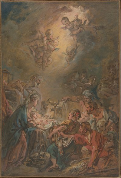 La adoración de los pastores de François Boucher