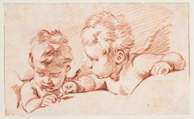 Dos putti. Boceto para el dintel de la puerta en Amalienborg de François Boucher