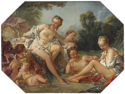 Venus en su baño, rodeada de ninfas y cupidos de François Boucher