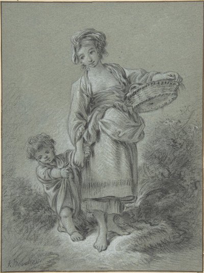 Una mujer y un niño de François Boucher