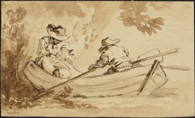 Dos hombres en una barca de remos de François Boucher