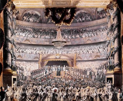 Luis XVIII (1755-1824) asiste al teatro de Odeón en una fiesta dada por la Guardia Nacional de París en 1819 de Francois Buffet