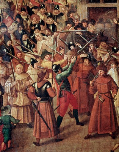 Guerras de religión en Francia: procesión armada de la Liga Católica de Francia en las calles de París de Francois Bunel