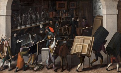 La confiscación del contenido del estudio de un pintor, c. 1590 de Francois Bunel