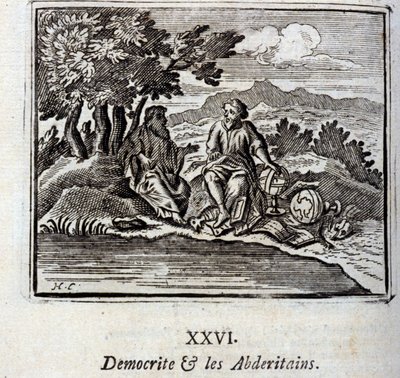 Demócrito y los abderitanos. Fábulas de Jean de La Fontaine (1621-95). Ilustración por François Chauveau (1613-1676). Edición de 1728. de Francois Chauveau