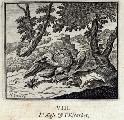 Águila y caracol. Fábulas de Jean de La Fontaine (1621-95). Ilustración de François Chauveau (1613-1676). Edición de 1728. de Francois Chauveau