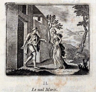 El mal se casa. Fábulas de Jean de La Fontaine (1621-95). Ilustración por François Chauveau (1613-1676). Edición de 1728. de Francois Chauveau