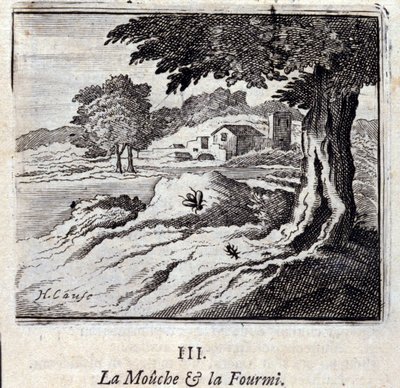La mosca y la hormiga. Fábulas de Jean de La Fontaine. Ilustración de François Chauveau. Edición de 1728. de Francois Chauveau