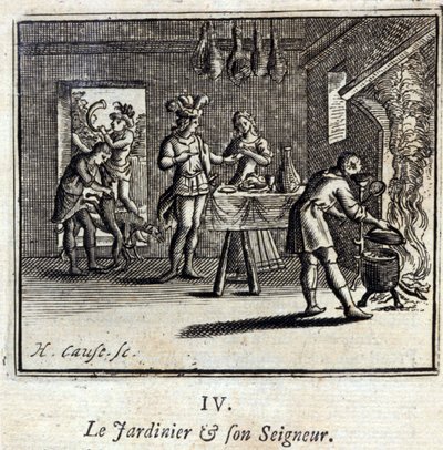 El jardinero y su señor. Fábulas de Jean de La Fontaine (1621-95). Ilustración por François Chauveau (1613-1676). Edición de 1728. de Francois Chauveau