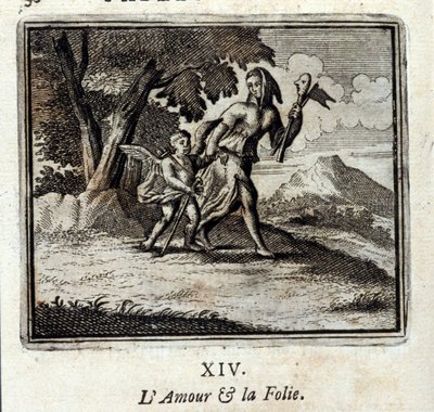 Amor y locura. Fábulas de Jean de La Fontaine (1621-95). Ilustración de François Chauveau (1613-1676). Edición de 1728 de Francois Chauveau
