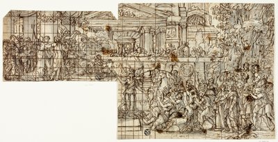 Escena mitológica: Triunfo de Alejandro (recto) de Francois Chauveau