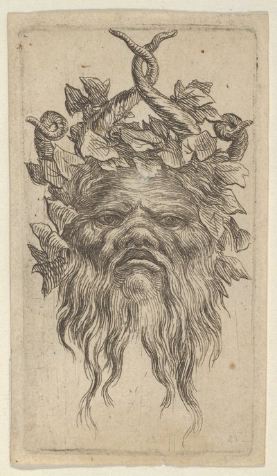 Máscara de Sátiro con Cuernos Ganchudos y una Corona de Hiedra, de Divers Masques de Francois Chauveau