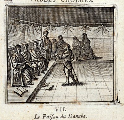 El campesino del Danubio. Fábulas de Jean de La Fontaine (1621-95). Ilustración de François Chauveau (1613-1676). Edición de 1728. de Francois Chauveau