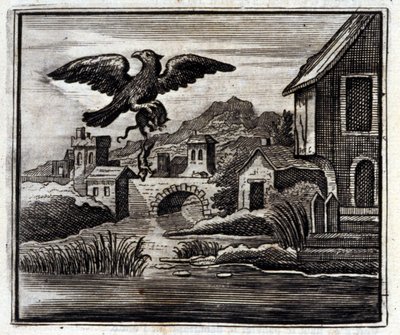 La rana y la rata. Fábulas de Jean de La Fontaine (1621-95). Ilustración de François Chauveau (1613-1676). Edición de 1728. de Francois Chauveau