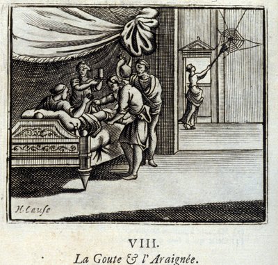 La gota y la araña. Fábulas de Jean de La Fontaine (1621-95). Ilustración de François Chauveau (1613-1676). Edición de 1728. de Francois Chauveau