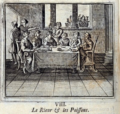 La risa y los peces. Fábulas de Jean de La Fontaine. Ilustración de François Chauveau. Edición de 1728. de Francois Chauveau