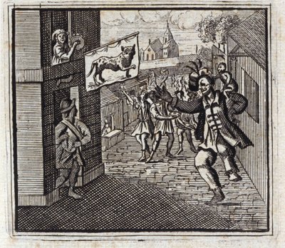El mono y el leopardo. Fábulas de Jean de La Fontaine. Ilustración de François Chauveau. Edición de 1728. de Francois Chauveau
